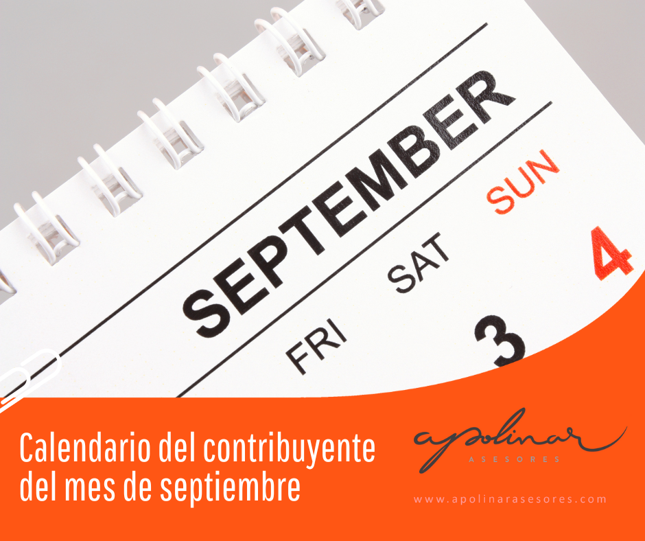 Calendario del contribuyente del mes de septiembre de 2025 - Apolinar ...